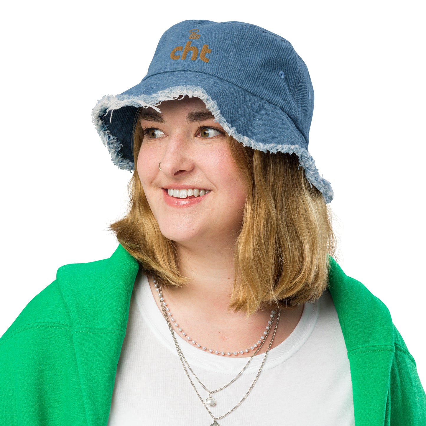 CHT Distressed Denim Bucket Hat